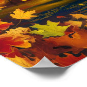 秋の夜景の油絵 ポスター (角)