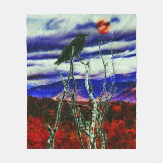 秋の夜 フリースブランケット (正面)