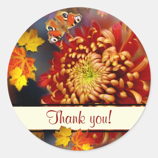 秋の夢を見る～丸菊ステッカー ラウンドシール (正面)