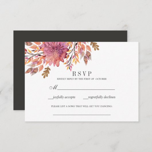 秋の夢 |ウェディングRSVP曲のリクエスト 出欠カード (正面/裏面)