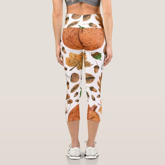 秋の夢:水色リスの避難所 カプリレギンス (裏面)