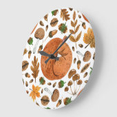 秋の夢：水色リスの避難所 ラージ壁時計 (傾斜)