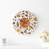 秋の夢：水色リスの避難所 ラージ壁時計 (ホーム)