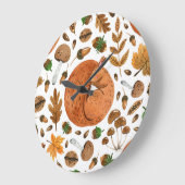 秋の夢：水色リスの避難所 ラージ壁時計 (傾斜)