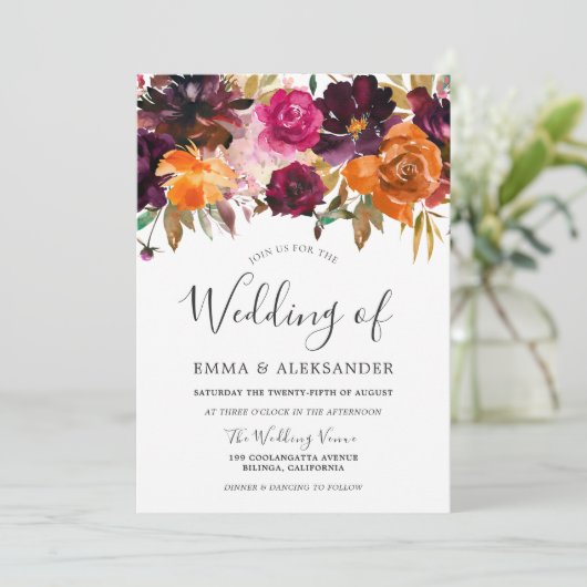 秋の夢:秋素朴の秋の花結婚の 招待状 (スタンド正面)