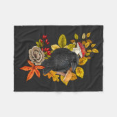 秋の大烏 フリースブランケット (正面(横))