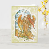 秋の天使 カード (黄色い花)