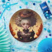 秋の女の子と彼女のファンシー帽子 ペーパープレート (パーティー)