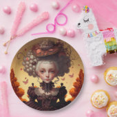 秋の女の子と彼女のファンシー帽子 ペーパープレート (パーティー)