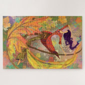 秋の女の子葉のファンタジージグソーパズル絵画ズ ジグソーパズル (横)