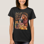 秋の女の子、秋と馬が大好きな女の子 Tシャツ (正面)