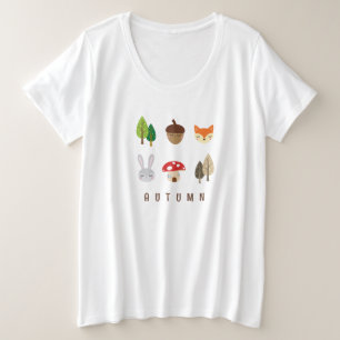 秋の女性秋引用文Tシャツ プラスサイズTシャツ