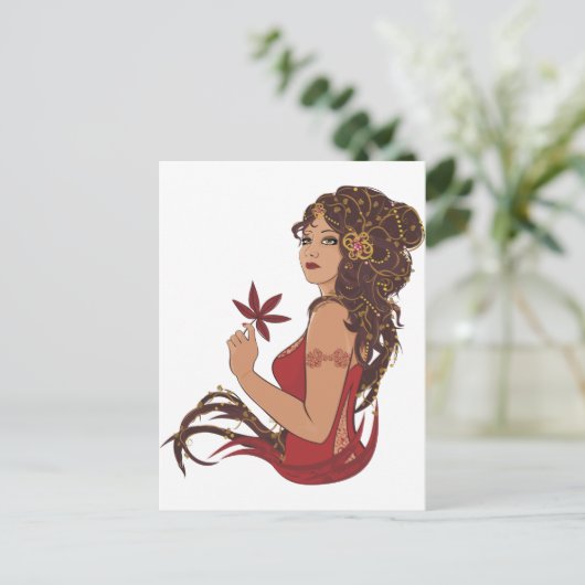 秋の女性 ポストカード (スタンド正面)