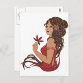 秋の女性 ポストカード (正面/裏面)