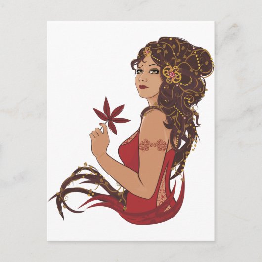 秋の女性 ポストカード (正面)