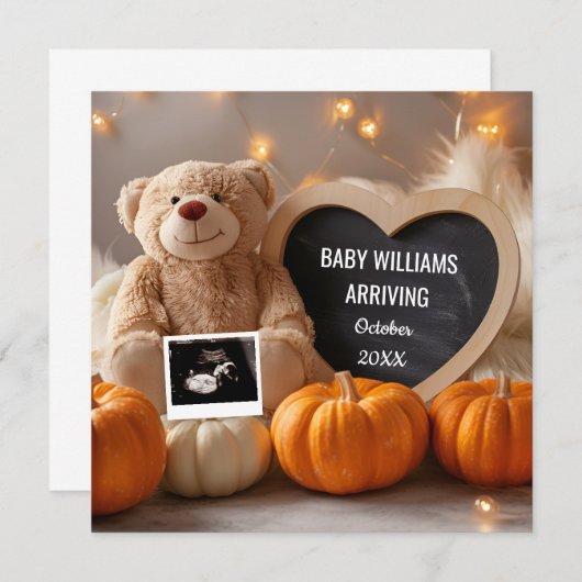 秋の妊娠発表ソーシャルメディア 招待状 (正面/裏面)