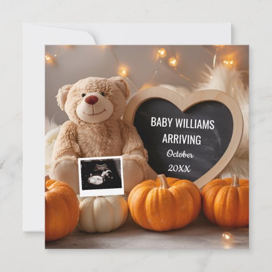 秋の妊娠発表ソーシャルメディア 招待状 (正面)