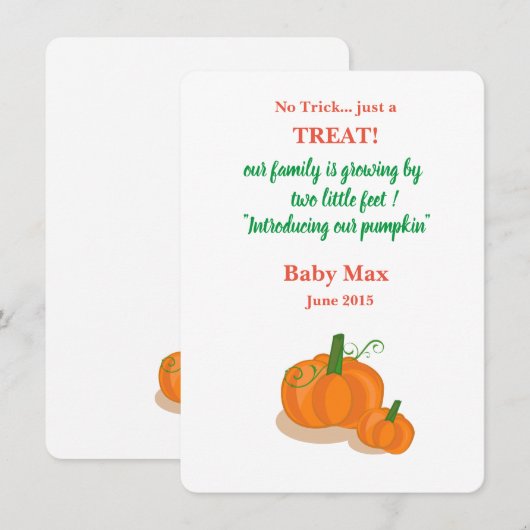 秋の妊娠発表 招待状 (正面/裏面)