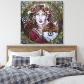 秋の妖精とキツネのキャンバスのプリントを伸ばし キャンバスプリント (インサイチュ (寝室))