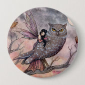 秋の妖精とフクロウボタン 缶バッジ (正面)