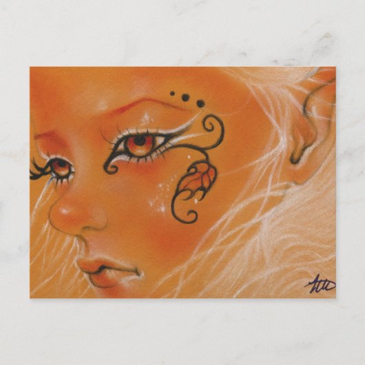 秋の妖精の人形顔はがき ポストカード (正面)