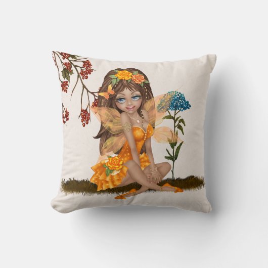 秋の妖精の枕 クッション (正面)