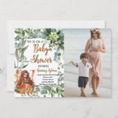 秋の妖精の水の色カスタムの写真ベビーシャワー 招待状 (正面)