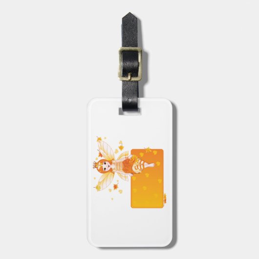 秋の妖精プリンセスとオレンジ離れの王冠 ラゲッジタグ (正面縦)