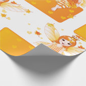 秋の妖精プリンセスとオレンジ離れの王冠 ラッピングペーパー