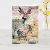 秋の妖精ユニコーンカード カード (黄色い花)