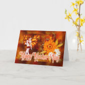 秋の妖精 – ファンタジーマザーズデイカード カード (黄色い花)