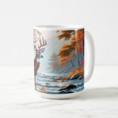 秋の威厳のある森の風景に登場する鹿 コーヒーマグカップ (正面右)