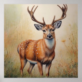 秋の威厳のある森林野生動物の鹿 ポスター (正面)