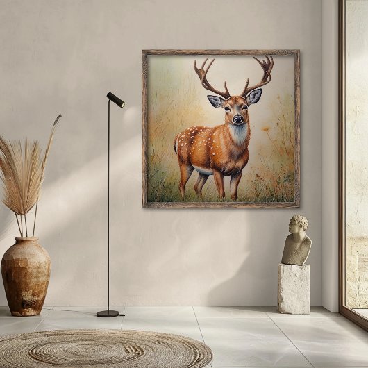 秋の威厳のある森林野生動物の鹿 ポスター