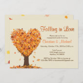秋の婚約パーティの招待状-愛で落ちます 招待状 (正面/裏面)