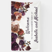 秋の婚約パーティウェルカムパープルプラムフローラ 横断幕 (縦)