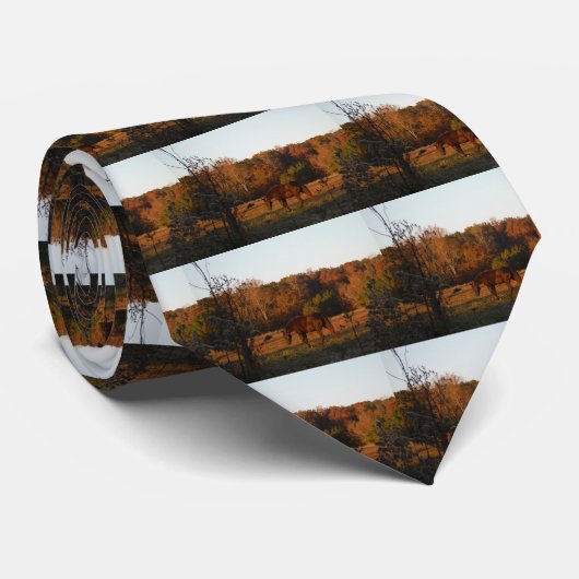 秋の子に茶色の馬 ネクタイ (ロール)
