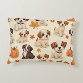 秋の子犬の飾り枕 アクセントクッション (裏面)