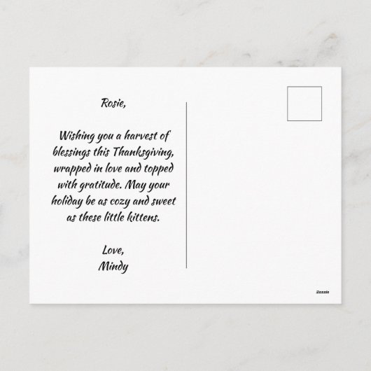秋の子猫とカボチャ シーズンポストカード (裏面)