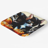 秋の子猫とカボチャ ペーパープレート (傾斜あり)