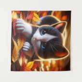 秋の子猫タペストリー タペストリー (正面(横))