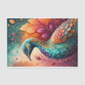 秋の孔雀の宝石トーン鳥のデコパージュ 薄葉紙 (正面)