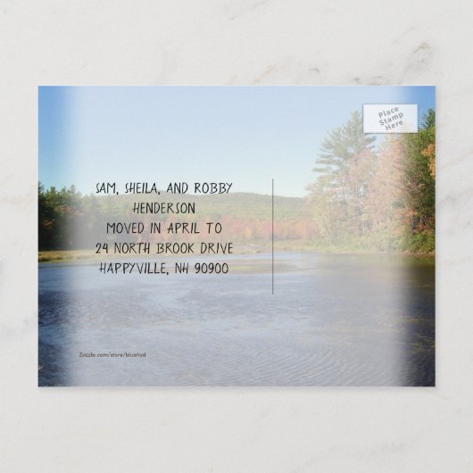 秋の季節に新しい住所を移動のお知らせ ポストカード (裏面)