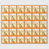 秋の季節のカボチャと花の切り離し ラッピングペーパー (フラット)