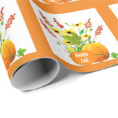 秋の季節のカボチャと花の切り離し ラッピングペーパー (ロールコーナー)