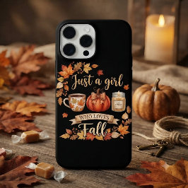 秋の季節のコーヒーが好きな女の子 オータム iPhone 15 PRO MAXケース
