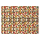 秋の季節のチェック柄と紅葉 テーブルクロス (正面(横))