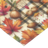 秋の季節のチェック柄と紅葉 テーブルクロス (アングル)