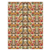 秋の季節のチェック柄と紅葉 テーブルクロス (正面)