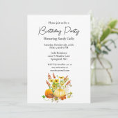 秋の季節のパンプキン誕生日パーティー招待状 招待状 (スタンド正面)